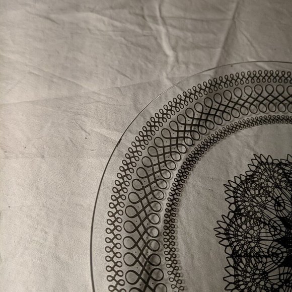 1951 Chance Glass Serving Plate and 6 dessert plates, set of 7 Black Lace - Picture 7 of 13